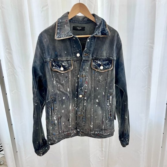 AMIRI Artist Denim Trucker Jacket Dirty - Size Large - Picture 1 of 5
